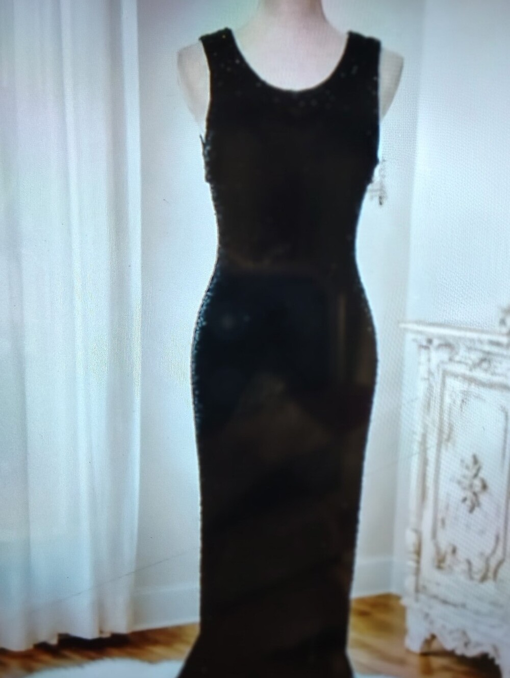 NWOT Lawrence Kazar Elegant  Black Embellished Beaded Evening Gown Femme XL-1X